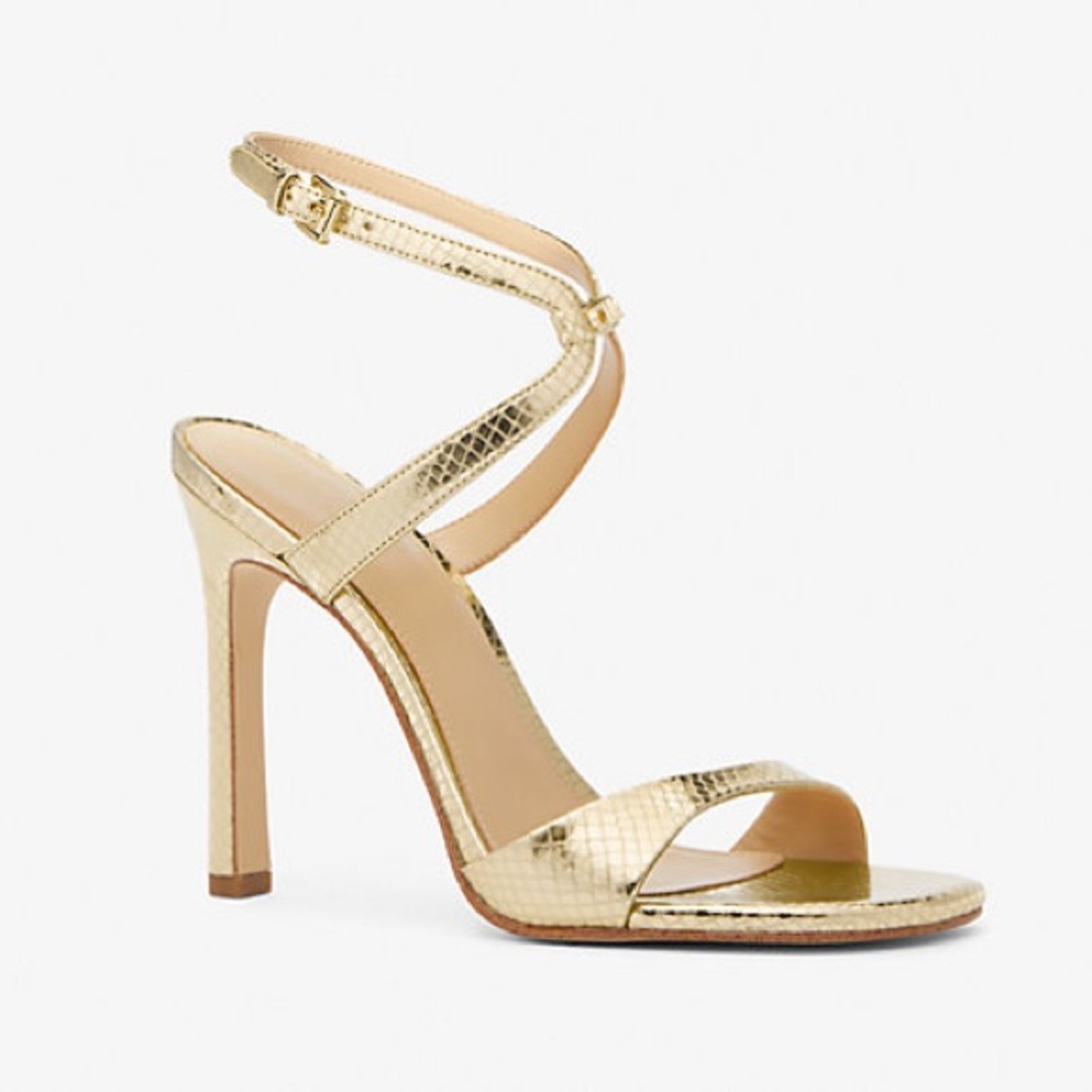 Micheal Kors | Amara Metallic Snake Embossed Leather Sandal